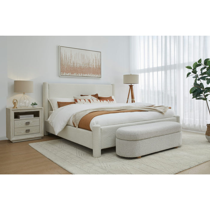 Modus Furniture Burke Upholstered Platform Bed in Cottage Cheese Boucle  MQMZU  Main Image