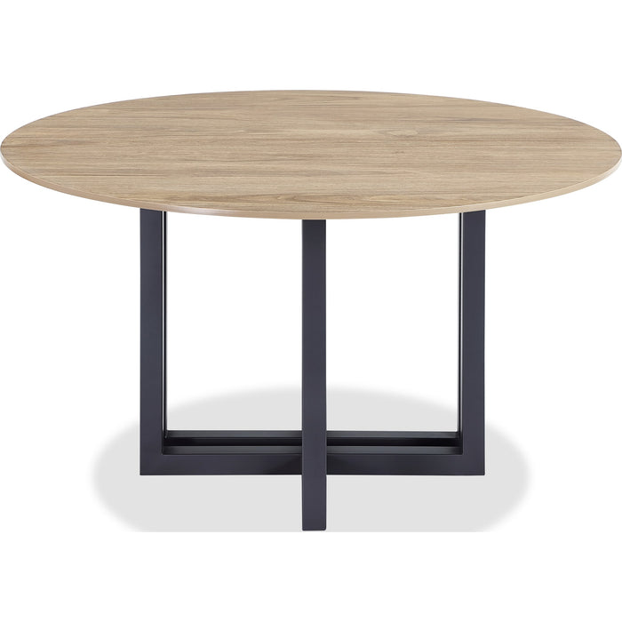 Modus Furniture CEO Wood Pattern Round Sintered Stone Dining Table in Gunmetal and Washed Oak 655450477379 JKCV61SSLW54 Image 1