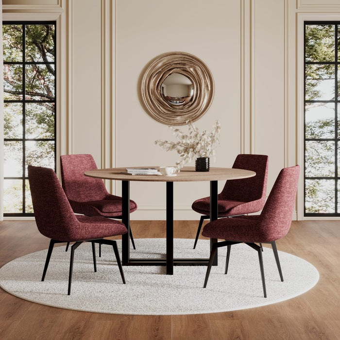 Modus Furniture CEO Wood Pattern Round Sintered Stone Dining Table in Gunmetal and Washed Oak 655450477379 JKCV61SSLW54 Image 6