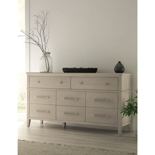 Modus Furniture Camden Eight Drawer Oak Wood Dresser in Chai 655450436635 QATK82 Main Image