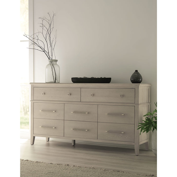 Modus Furniture Camden Eight Drawer Oak Wood Dresser in Chai 655450436635 QATK82 Main Image