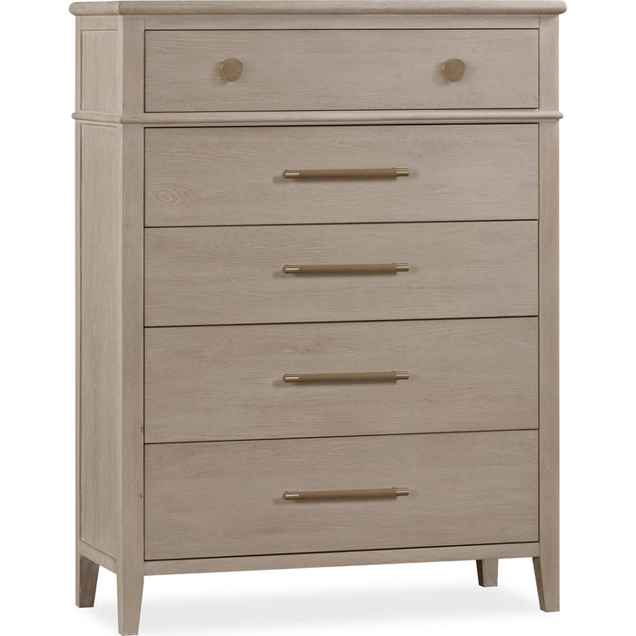 Modus Furniture Camden Five Drawer Oak Wood Chest in Chai 655450436659 QATK84 Image 1