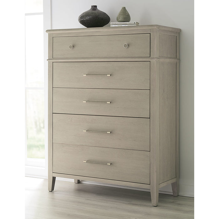 Modus Furniture Camden Five Drawer Oak Wood Chest in Chai 655450436659 QATK84 Main Image