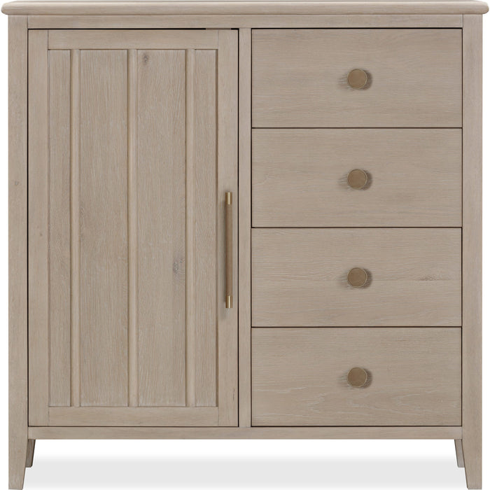 Modus Furniture Camden Six Drawer One Door Oak Wood Chest in Chai 655450436666 QATK86 Image 4