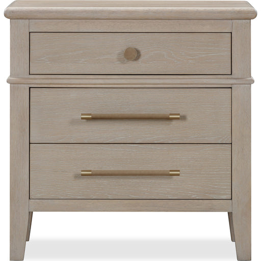 Modus Furniture Camden Three Drawer Oak Wood Nightstand in Chai 655450436628 QATK81B Image 1