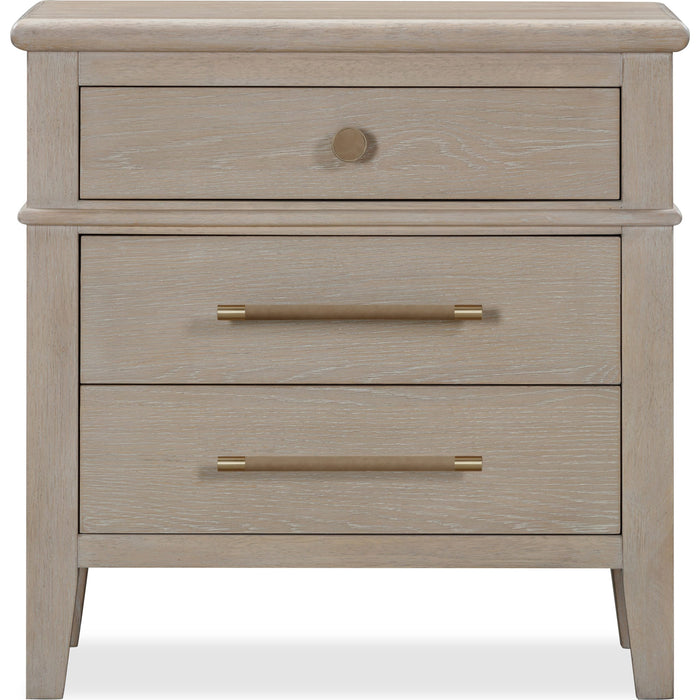 Modus Furniture Camden Three Drawer Oak Wood Nightstand in Chai 655450436628 QATK81B Image 1
