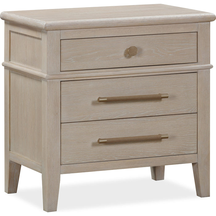 Modus Furniture Camden Three Drawer Oak Wood Nightstand in Chai 655450436628 QATK81B Image 2