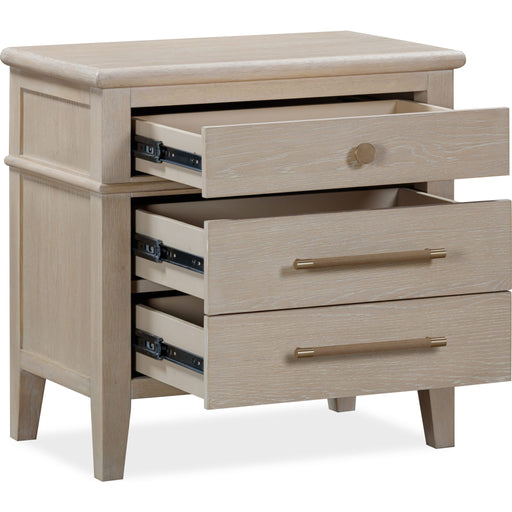 Modus Furniture Camden Three Drawer Oak Wood Nightstand in Chai 655450436628 QATK81B Image 3