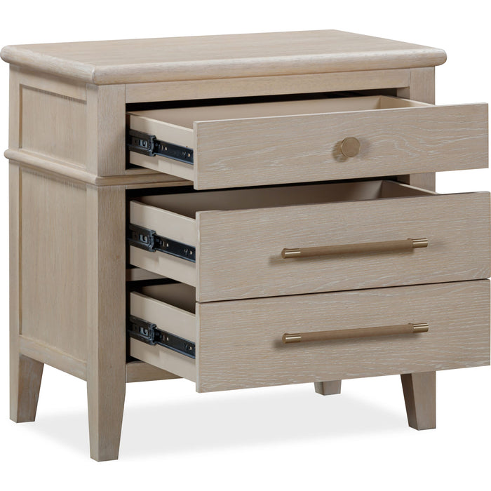 Modus Furniture Camden Three Drawer Oak Wood Nightstand in Chai 655450436628 QATK81B Image 3
