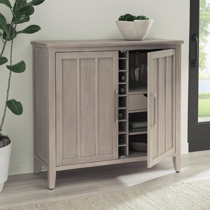 Modus Furniture Camden Two Door Two Drawer Bar Cabinet with Stemware Rack and Wine Rack in Chai 655450437090 QATK79 Image 2