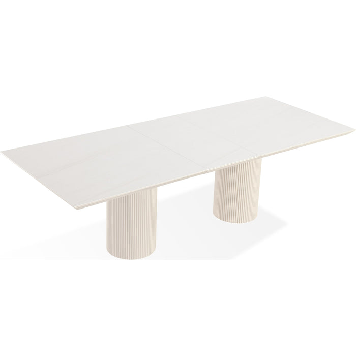 Modus Furniture Cannon Stone Top Double Pedestal Extension Dining Table with Ivory Wood Base 655450423147 PWSV60 Image 4