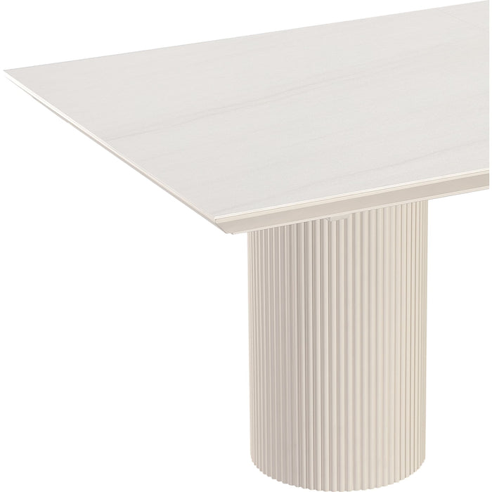 Modus Furniture Cannon Stone Top Double Pedestal Extension Dining Table with Ivory Wood Base 655450423147 PWSV60 Image 6