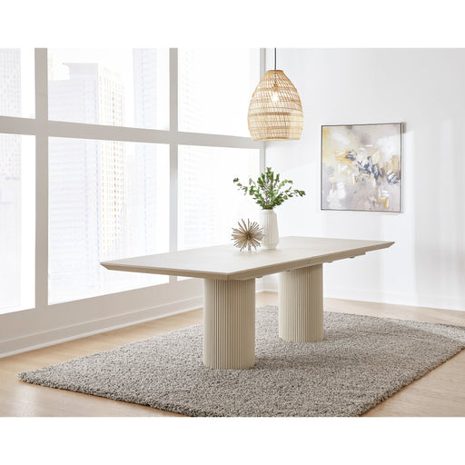 Modus Furniture Cannon Stone Top Double Pedestal Extension Dining Table with Ivory Wood Base 655450423147 PWSV60 Main Image