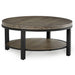 Modus Canyon Solid Wood and Metal Round Coffee Table in Washed Grey Image 2