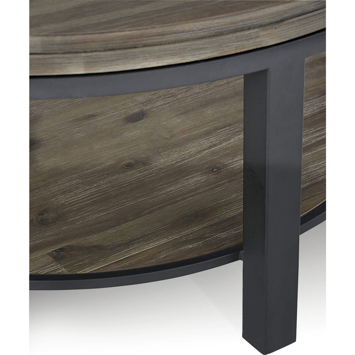 Modus Furniture Canyon Solid Wood and Metal Round Coffee Table in Washed Grey 655450218156 AE8721 Image 3
