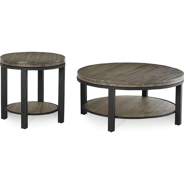 Modus Furniture Canyon Solid Wood and Metal Round Coffee Table in Washed Grey 655450218156 AE8721 Image 5
