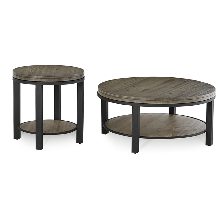 Modus Canyon Solid Wood and Metal Round End Table in Washed GreyImage 5