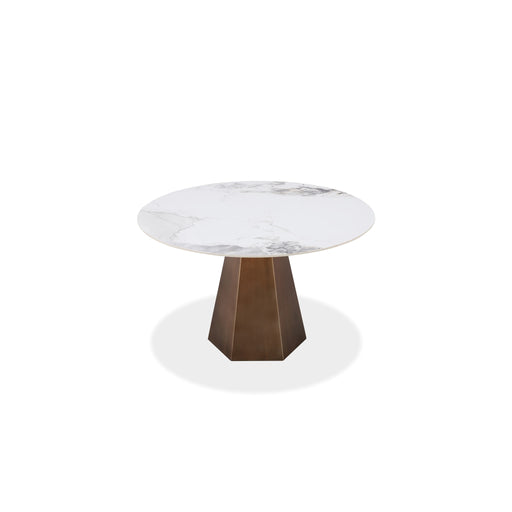 Modus Carmel Stone Top Round Dining Table in Chanelle and Bronze Image 1