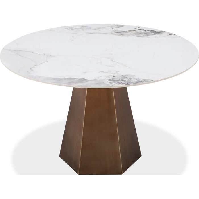 Modus Furniture Carmel Stone Top Round Dining Table in Chanelle and Bronze 655450423376 PWSZ60 Image 1