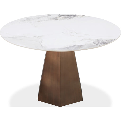 Modus Furniture Carmel Stone Top Round Dining Table in Chanelle and Bronze 655450423376 PWSZ60 Main Image
