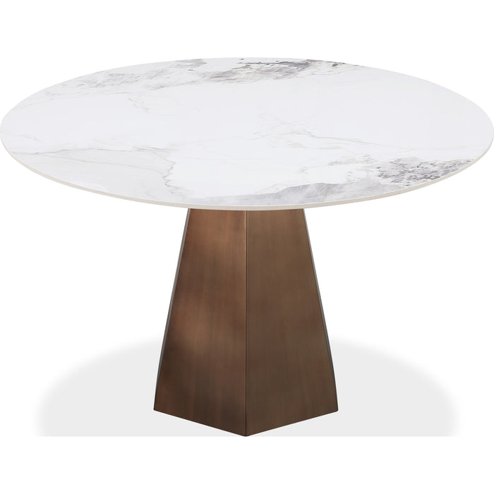 Modus Furniture Carmel Stone Top Round Dining Table in Chanelle and Bronze 655450423376 PWSZ60 Main Image