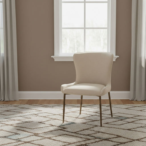 Modus Furniture Conway Linen Blend Upholstered Metal Leg Dining Chair in Cereal and Vintage Bronze 655450503566 WW3H63 Main Image