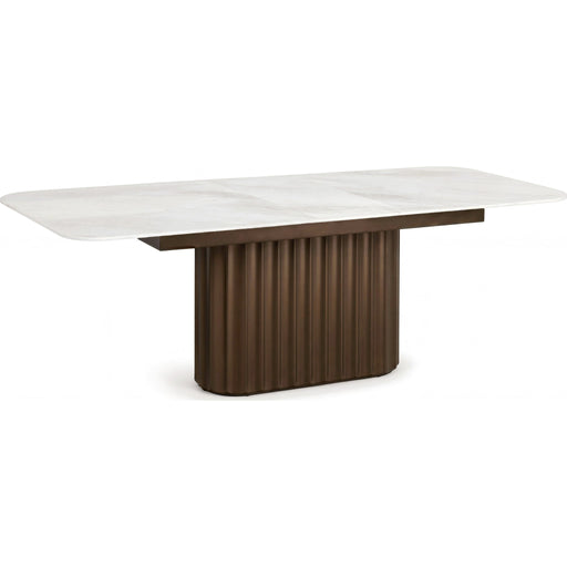Modus Furniture Conway Sintered Stone Top Wood Base Dining Table with Self storing Leaf in Vintage Bronze 655450503535 WW3H60 Image 1