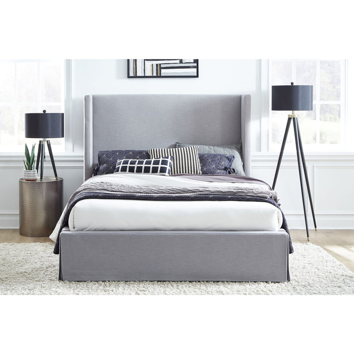 Modus Cresta Upholstered Skirted Panel Bed in FogImage 1