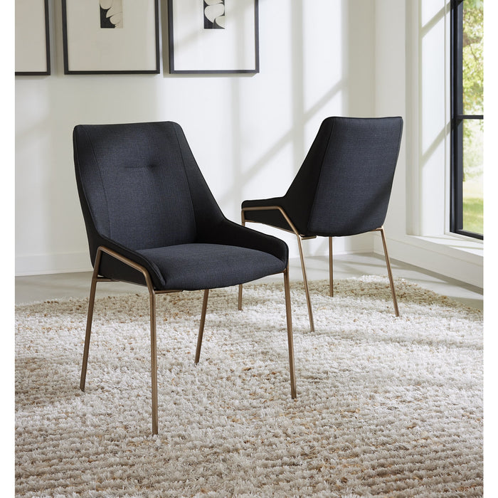 Modus Cyrus Upholstered Dining Chair in Coal Fabric and Brushed Bronze MetalImage 1