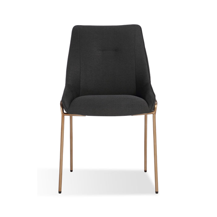 Modus Cyrus Upholstered Dining Chair in Coal Fabric and Brushed Bronze MetalImage 4