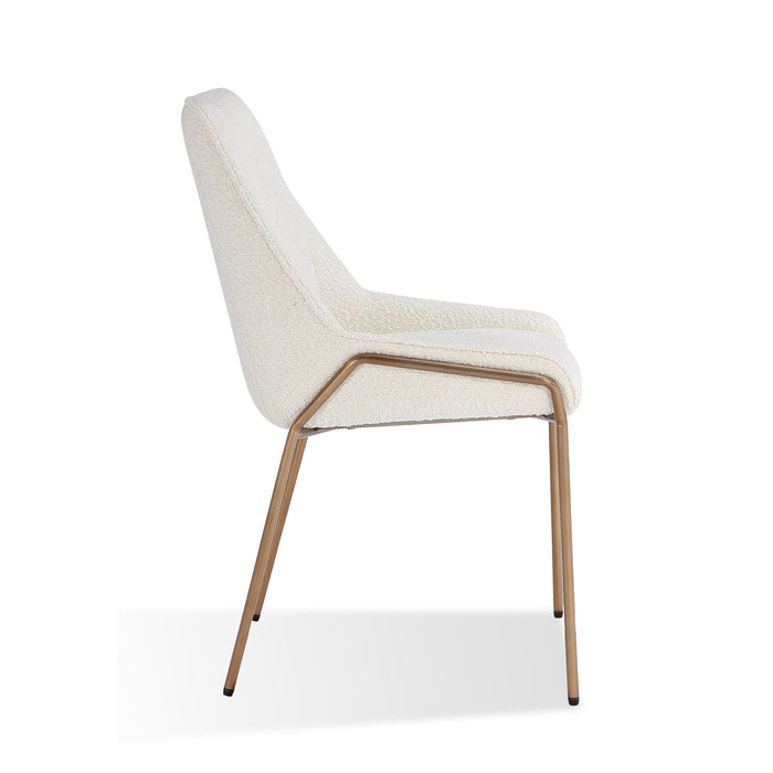 Modus Cyrus Upholstered Dining Chair in Cottage Cheese Boucle and Brushed Bronze MetalImage 3