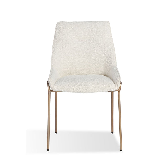 Modus Cyrus Upholstered Dining Chair in Cottage Cheese Boucle and Brushed Bronze MetalImage 4