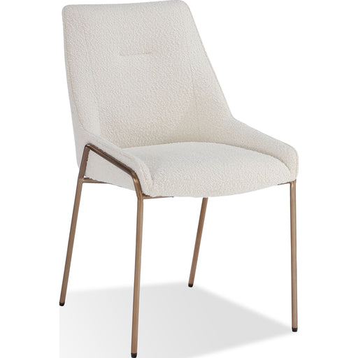 Modus Furniture Cyrus Upholstered Dining Chair in Cottage Cheese Boucle and Brushed Bronze Metal 655450422843 PUSJ63AMZ Main Image