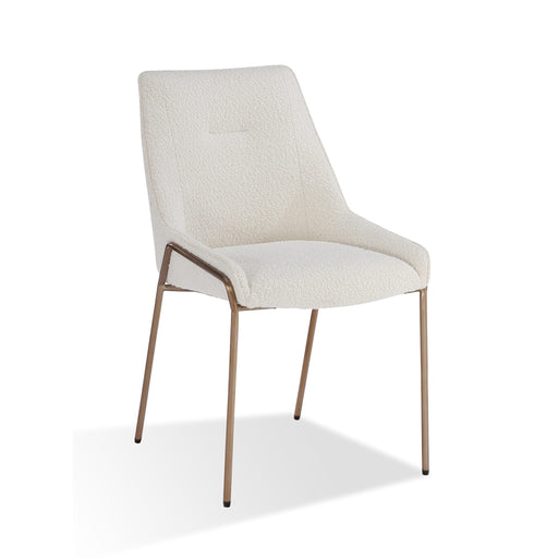 Modus Cyrus Upholstered Dining Chair in Cottage Cheese Boucle and Brushed Bronze MetalMain Image