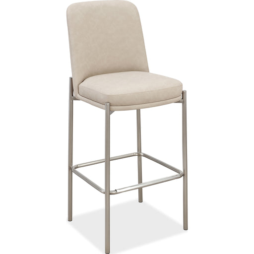 Modus Furniture Dion Upholstered Bar Stool in Camel Synthetic Leather and Brushed Nickel Metal 655450458873 PWTB75JPG Image 1