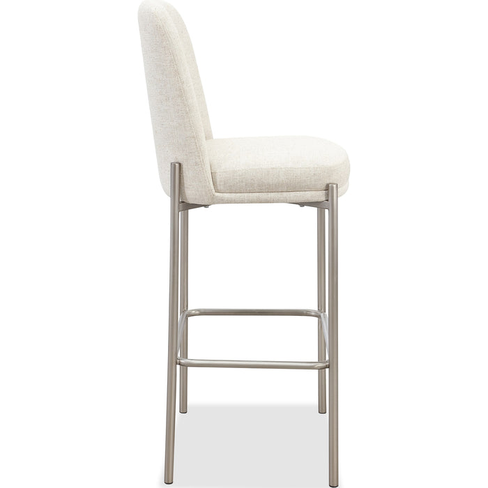 Modus Furniture Dion Upholstered Bar Stool in Natural Light Linen and Brushed Nickel Metal 655450458897 PWTB75JMW Image 2
