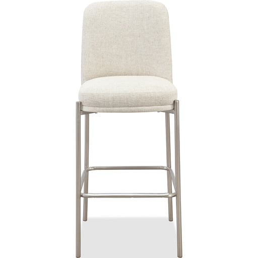 Modus Furniture Dion Upholstered Bar Stool in Natural Light Linen and Brushed Nickel Metal 655450458897 PWTB75JMW Main Image