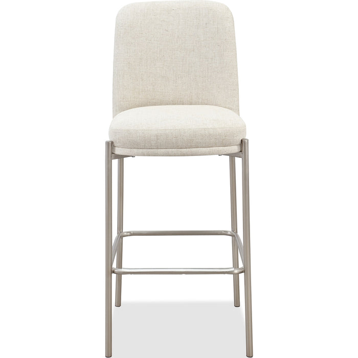 Modus Furniture Dion Upholstered Bar Stool in Natural Light Linen and Brushed Nickel Metal 655450458897 PWTB75JMW Main Image