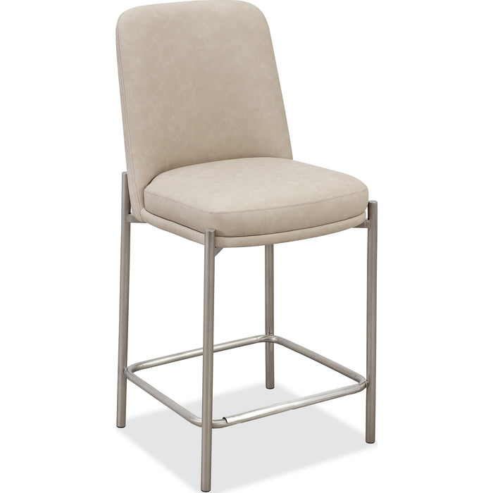 Modus Furniture Dion Upholstered Counter Stool in Camel Synthetic Leather and Brushed Nickel Metal 655450458866 PWTB69JPG Image 1