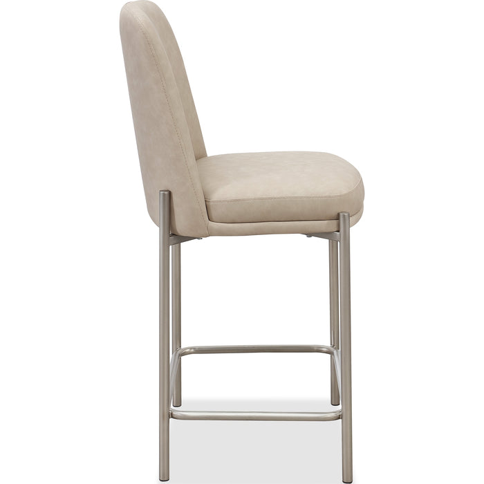 Modus Furniture Dion Upholstered Counter Stool in Camel Synthetic Leather and Brushed Nickel Metal 655450458866 PWTB69JPG Image 2