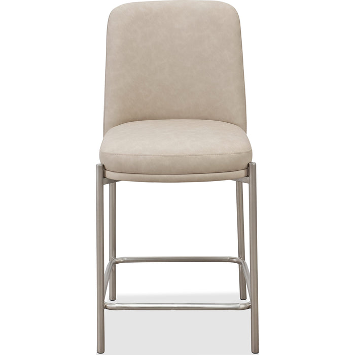Modus Furniture Dion Upholstered Counter Stool in Camel Synthetic Leather and Brushed Nickel Metal 655450458866 PWTB69JPG Main Image