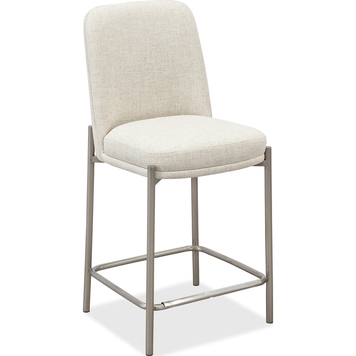 Modus Furniture Dion Upholstered Counter Stool in Natural Light Linen and Brushed Nickel Metal 655450458880 PWTB69JMW Image 1