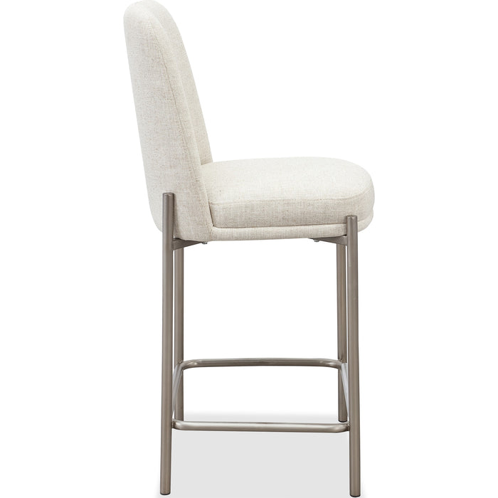 Modus Furniture Dion Upholstered Counter Stool in Natural Light Linen and Brushed Nickel Metal 655450458880 PWTB69JMW Image 2