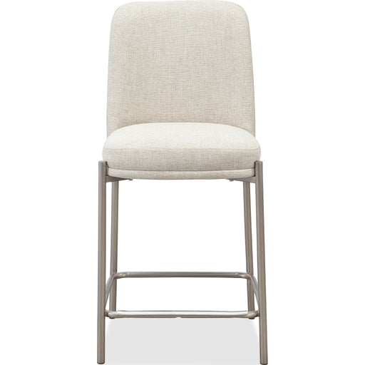 Modus Furniture Dion Upholstered Counter Stool in Natural Light Linen and Brushed Nickel Metal 655450458880 PWTB69JMW Main Image