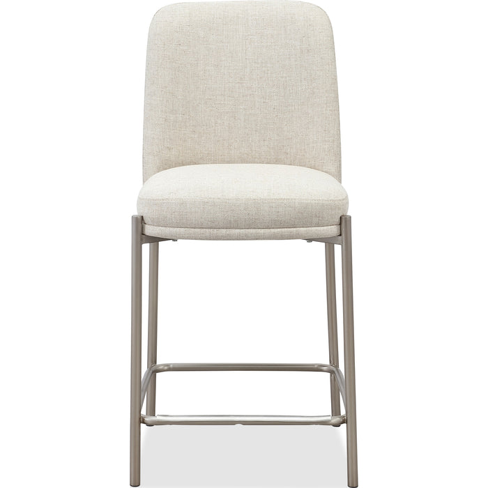 Modus Furniture Dion Upholstered Counter Stool in Natural Light Linen and Brushed Nickel Metal 655450458880 PWTB69JMW Main Image
