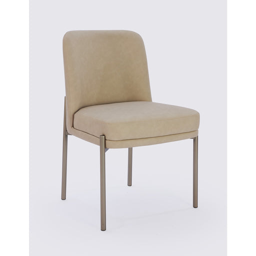 Modus Dion Upholstered Dining Chair in Camel Synthetic Leather and Brushed Nickel MetalMain Image