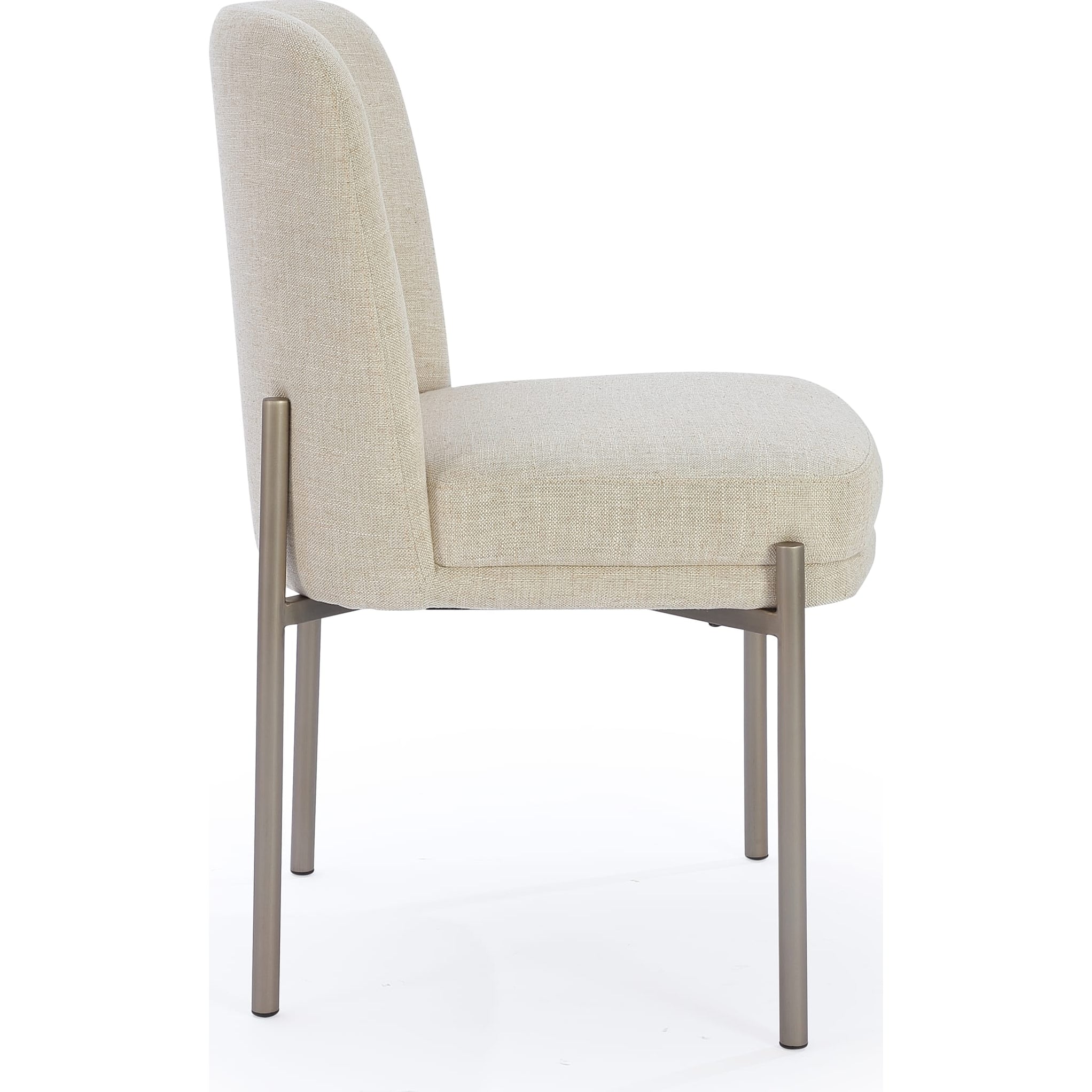Dion Upholstered Dining Chair in Natural Light Linen and Brushed Nickel