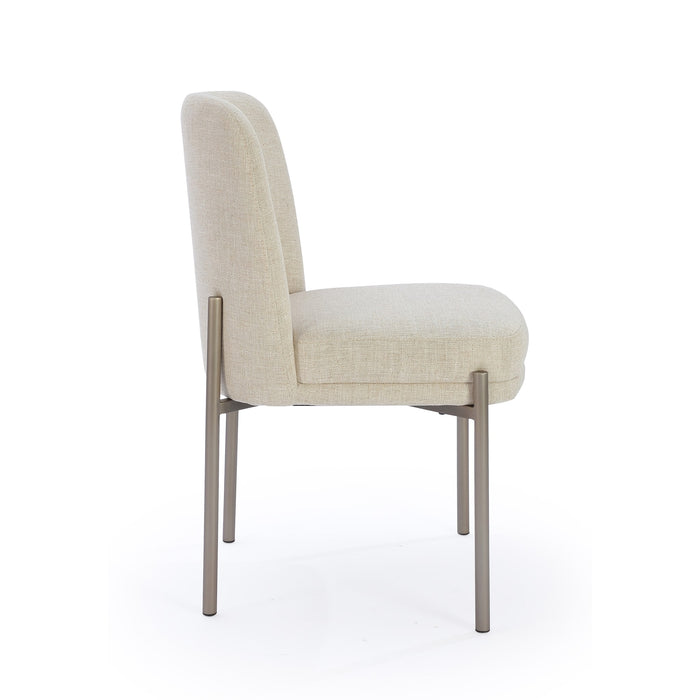 Modus Dion Upholstered Dining Chair in Natural Light Linen and Brushed Nickel MetalImage 4