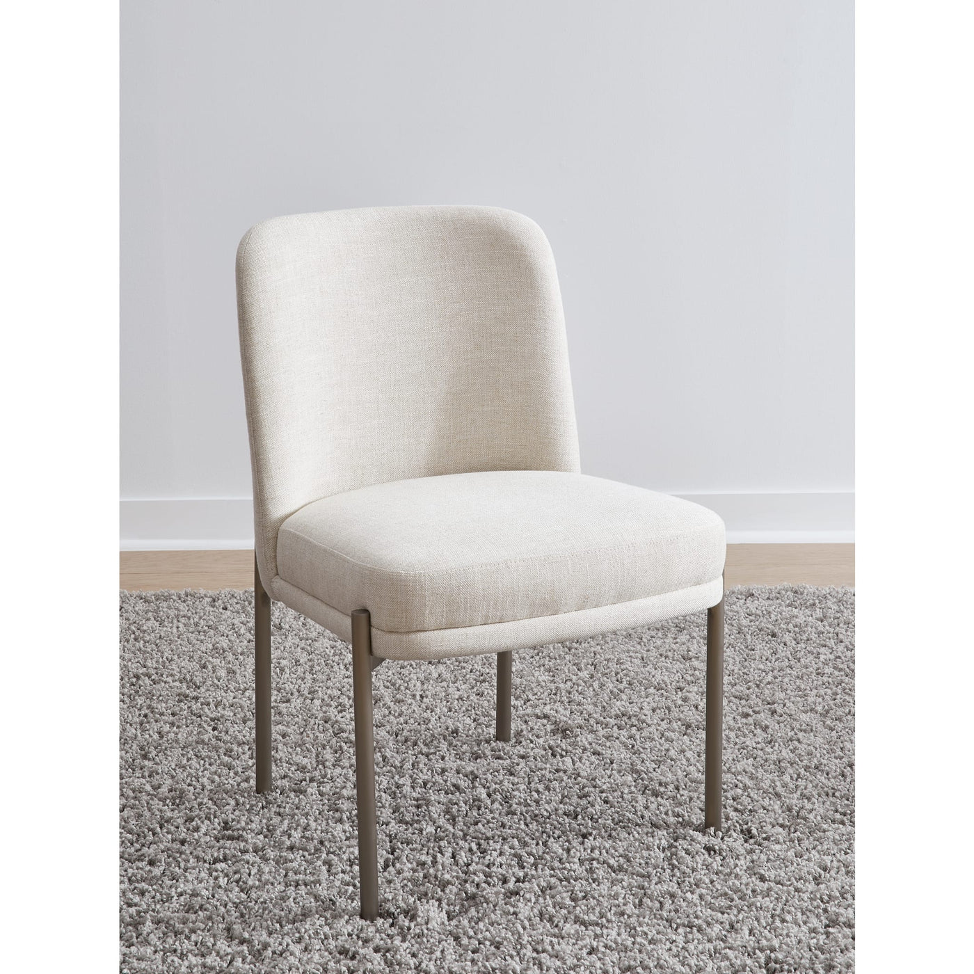 Dion Upholstered Dining Chair in Natural Light Linen and Brushed Nickel