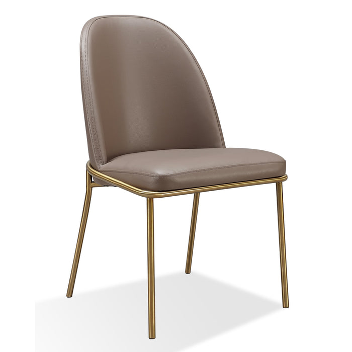 Modus Doheny Leather Upholstered Metal Leg Dining Chair in Boots and BrassImage 1